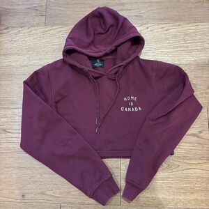 Peace Collective Crop Maroon Hoodie